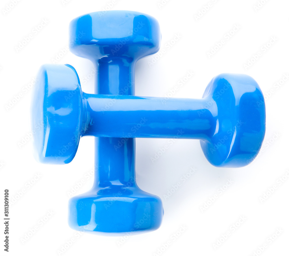 Color dumbbells on white background