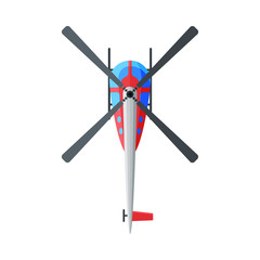 Sticker - Flying Helicopter, View from Above, Air Transport Vector Illustration