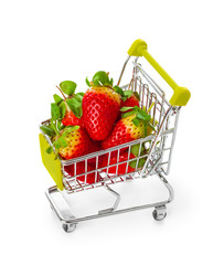 Wall Mural - Strawberry in shopping cart