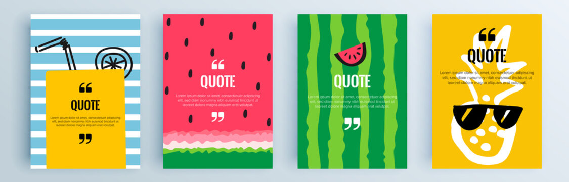 Quote frames blank templates set. Text in brackets, citation empty speech bubbles, quote bubbles. Textbox isolated on color background. Vector illustration.