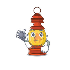 Sticker - Cute lantern Scroll cartoon character in a Doctor with tools