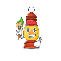 Poster - Funny lantern Scroll Artist cartoon character holding brush