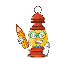 Poster - Cool smart Student lantern Scroll character holding pencil