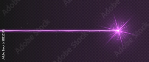 Cuadros en Lienzo Purple laser beam light effect isolated on transparent background