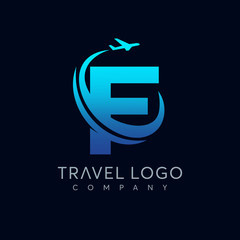 Wall Mural - Letter F tour and travel logo design vector