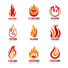 Poster - Flame logo. Burning fire graphic symbols for business identity vector collection. Illustration fire and burn logo, flame icon power
