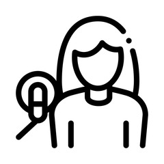 Poster - Woman With Microphone Icon Vector. Outline Woman With Microphone Sign. Isolated Contour Symbol Illustration