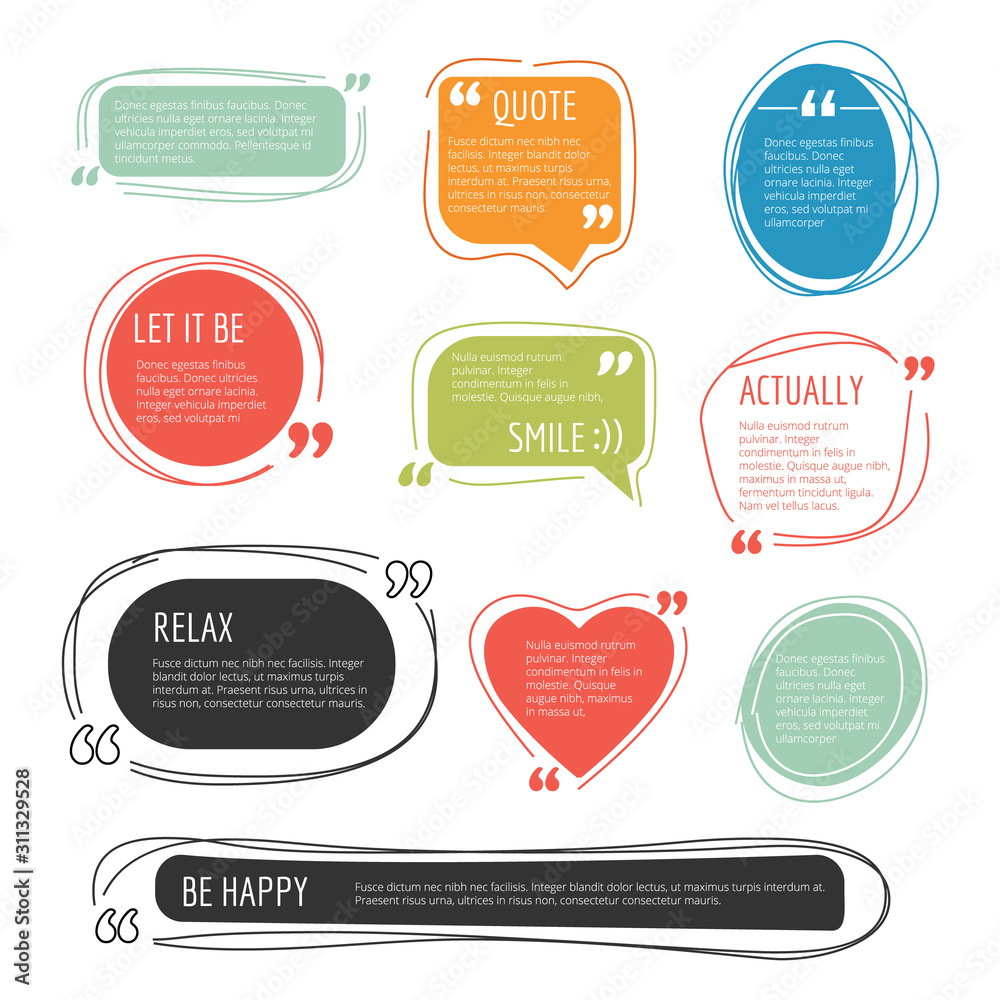 Blog Text Frame Quote frames. Text blog colorful information blocks sticky labels for ...