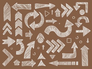 Poster - arrows. sketched chalkboard way direction symbols vector arrows set. arrow drawing direction, sketch