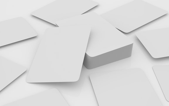 Playing cards mockup deck of playing cards isolated in white table 3D rendering illustration
