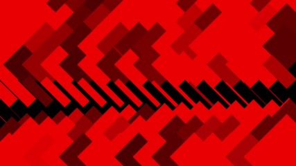 Poster - Colorful red flowing rectangles isolated on black background, seamless loop. Animation. Abstract diagonal parallel rows of glowing cells.
