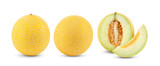 yellow cantaloupe melon isolated on white background