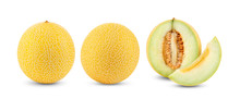 Yellow Cantaloupe Melon Isolated On White Background