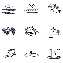 Aufkleber - Landscape Set icon template color editable. Landscape pack symbol vector sign isolated on white background illustration for graphic and web design.