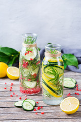 Sticker - Fresh cool lemon cucumber rosemary infused water detox drink