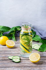 Sticker - Fresh cool lemon cucumber rosemary infused water detox drink