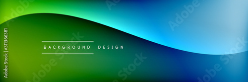 Flowing waves with 3d shadow effects and fluid gradients. Dynamic trendy abst...