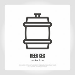 Beer keg thin line icon. Vector illustration of barrel.