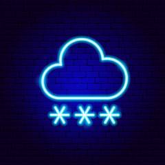 Sticker - Snowy Cloud Snowflakes Neon Sign