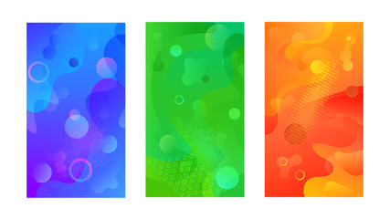 Aufkleber - Modern design template with liquid background for paper design. Vector gradient abstract brochure. Abstract blue liquid background. Set of minimal cover templates. Modern gradient shapes composition.
