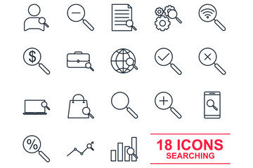 Poster - Searching Set icon template color editable. Business Management pack symbol vector sign isolated on white background illustration for graphic and web design.