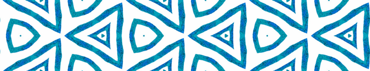 Poster - Blue kaleidoscope Seamless Border Scroll. Geometri