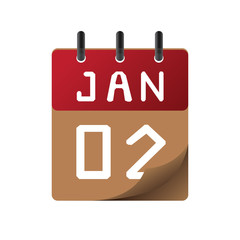 Calendar, January 2, icon illustration isolated  sign symbol, Appointment date, Sale promotion.