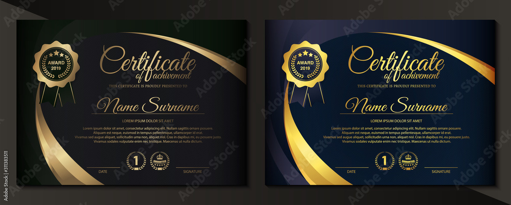 premium golden black certificate template design. - obrazy, fototapety, plakaty 