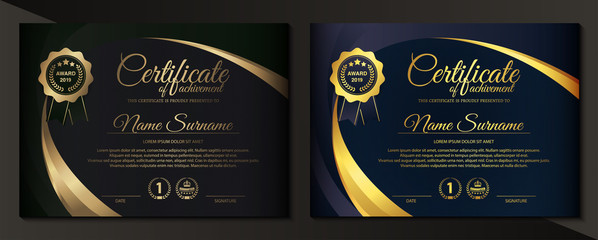 premium golden black certificate template design.