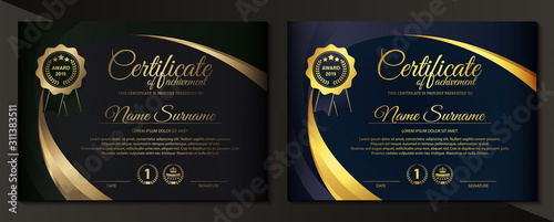 Cuadros en Lienzo premium golden black certificate template design.