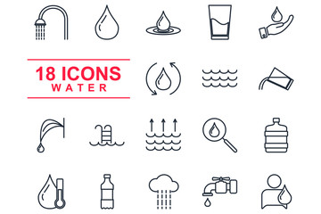 Poster - Water Set icon template color editable. Water pack symbol vector sign isolated on white background illustration for graphic and web design.