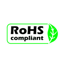ROHS Compliant Sign With Green Leaf, Vector Illustration.