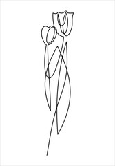 Wall Mural - Tulip one line drawing. Continuous line flower. 