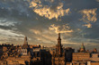 Rooftops of Edinburgh's historic building at sunset. Scotland, UK, Europe