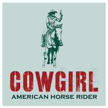 American Cowgirl Riding A Horse