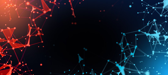 Poster - Blurry abstract 3d Rendering Abstract Background blue Network concept . Future backgroundTechnology concept.Big data.