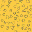 © Oksana - Blue line Piece of puzzle icon isolated seamless pattern on yellow background. Modern flat, business, marketing, finance, internet concept. Vector Illustration
