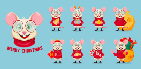 Poster - Merry Christmas and Happy New Year. Funny rat