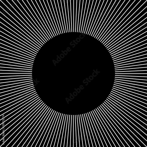 Circle frame. Line rays round border.