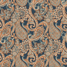 Paisley Vector Seamless Pattern. Fantastic Flower, Leaves. Textile Bohemian Print. Batik Painting. Vintage