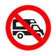 Warning banner no campervan, not allowed recreational vehicule rv symbol, ban caravans and camping car red prohibition sign