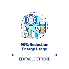 90 percent reduction energy usage concept icon. 5G technology idea thin line illustration. Mobile internet. High-speed connection. Wireless technology. Vector isolated outline drawing. Editable stroke