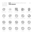 Time interval and Clock Face outline vector icons. Meeting, Calendar, 24 hours