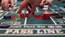 Casino Craps Table With Chips And Dice