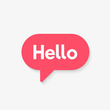 Hello Vector Banner. Hi Speech Message Flat Design.