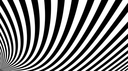 Poster - Abstract black and white stripes vector background. Optical illusion linear backdrop. Zebra pattern texture.