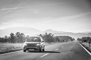 Road with traffic and landscape