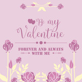 Fototapeta Tulipany - Modern greeting card happy valentine, with pink wreath frame seamless. Vector