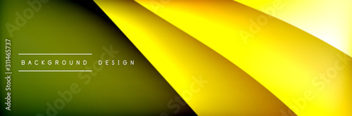 Flowing waves with 3d shadow effects and fluid gradients. Dynamic trendy abst...