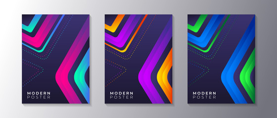 Wall Mural - Covers templates set with trendy glow gradient neon, applicable for poster, flyer, banner, magazine, etc